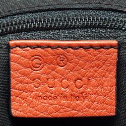 Pre Owned Gucci Dark Orange Pebbled Leather Bamboo Tassel Tote