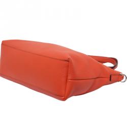 Pre Owned Gucci Dark Orange Pebbled Leather Bamboo Tassel Tote