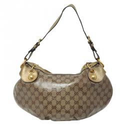 Pre Owned حقيبة غوتشي قلب بابسوكا كانفاس مقوى كريستال GG عاجية/ بيج