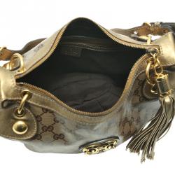 Pre Owned حقيبة غوتشي قلب بابسوكا كانفاس مقوى كريستال GG عاجية/ بيج