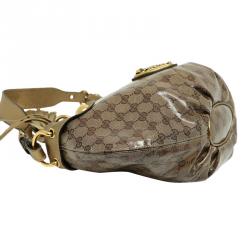 Pre Owned حقيبة غوتشي قلب بابسوكا كانفاس مقوى كريستال GG عاجية/ بيج