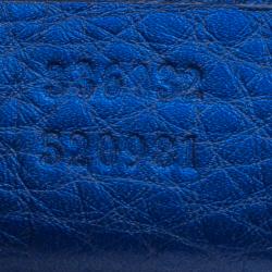 مملوكة مسبقًا حقيبة غوتشي شوبر جلد أزرق ميتالك بامبو صغيرة