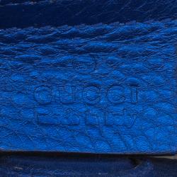 مملوكة مسبقًا حقيبة غوتشي شوبر جلد أزرق ميتالك بامبو صغيرة