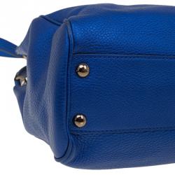 مملوكة مسبقًا حقيبة غوتشي شوبر جلد أزرق ميتالك بامبو صغيرة