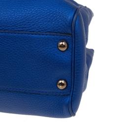 مملوكة مسبقًا حقيبة غوتشي شوبر جلد أزرق ميتالك بامبو صغيرة