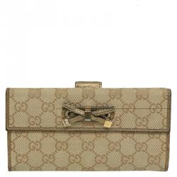 Gucci Beige/Gold GG Canvas Princy Continental Wallet