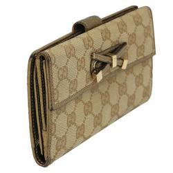 Gucci Beige/Gold GG Canvas Princy Continental Wallet