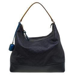 Pre Owned Gucci Black Guccissima Leather Cheer Hobo