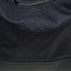 Pre Owned Gucci Black Guccissima Leather Cheer Hobo