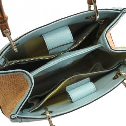 Pre Owned حقيبة يد غوتشي شوبر بامبو متوسطة جلد/ رافيا ثنائية اللون