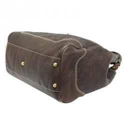 Pre Owned Gucci Dark Brown Guccissima Leather Large New Pelham Tote