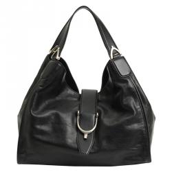 مملوكة مسبقًا Gucci Black Leather Soft Stirrup Shoulder Bag