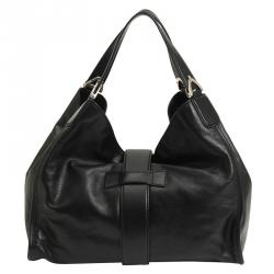 مملوكة مسبقًا Gucci Black Leather Soft Stirrup Shoulder Bag
