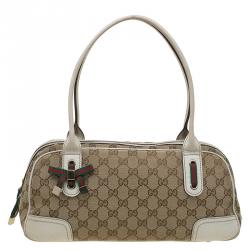 Gucci Beige/Off White GG Canvas And Leather Princy Compact Trifold