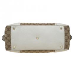 Pre Owned Gucci Beige/Off White GG Canvas and Leather Princy Boston Bag