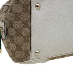 Pre Owned Gucci Beige/Off White GG Canvas and Leather Princy Boston Bag