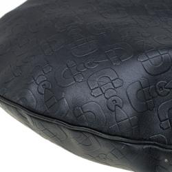 Pre Owned Gucci Black Leather Horsebit Embossed Buckle Hobo