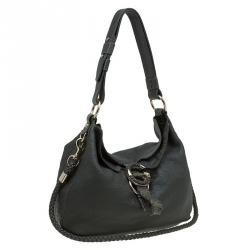 Pre Owned Gucci Dark Green Pebbled Leather Large Wave Hobo