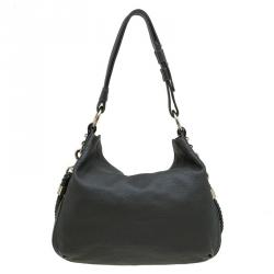 Pre Owned Gucci Dark Green Pebbled Leather Large Wave Hobo