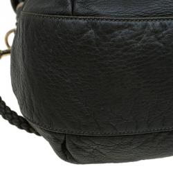 Pre Owned Gucci Dark Green Pebbled Leather Large Wave Hobo