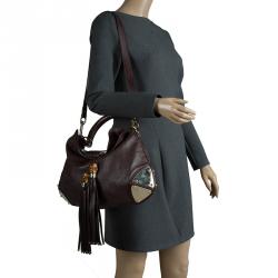 Pre Owned Gucci Dark Burgundy Guccissima Leather Medium Babouska Indy Top Handle Bag