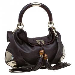 Pre Owned Gucci Dark Burgundy Guccissima Leather Medium Babouska Indy Top Handle Bag