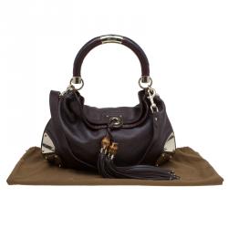 Pre Owned Gucci Dark Burgundy Guccissima Leather Medium Babouska Indy Top Handle Bag