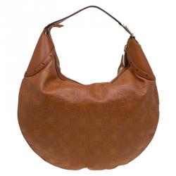 Gucci Brown Leather Horsebit Embossed Buckle Hobo