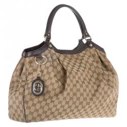 مملوكة مسبقًا Gucci Beige/Ebony GG Canvas Large Sukey Tote