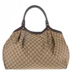 مملوكة مسبقًا Gucci Beige/Ebony GG Canvas Large Sukey Tote