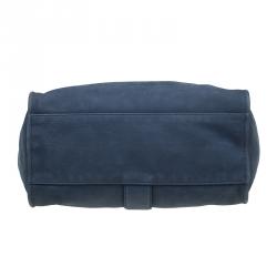 Pre Owned Gucci Blue Soft Leather Stirrup Top Handle Bag