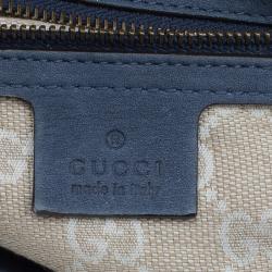 Pre Owned Gucci Blue Soft Leather Stirrup Top Handle Bag