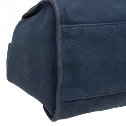 Pre Owned Gucci Blue Soft Leather Stirrup Top Handle Bag