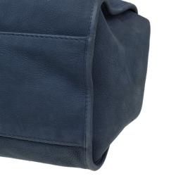 Pre Owned Gucci Blue Soft Leather Stirrup Top Handle Bag