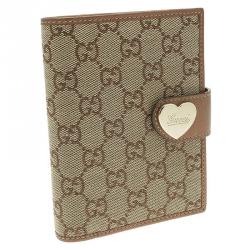 Gucci Beige GG Canvas Heart Ring Agenda