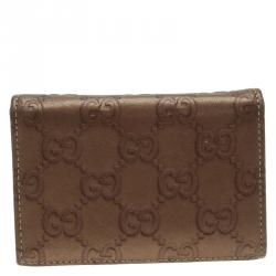 Gucci Bronze Guccissima Leather Heart Card Holder