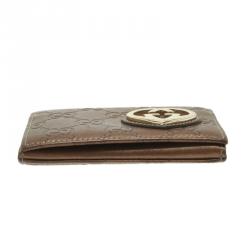 Gucci Bronze Guccissima Leather Heart Card Holder