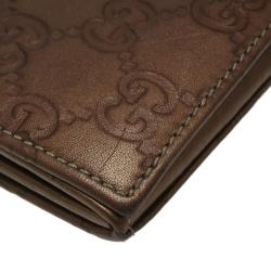 Gucci Bronze Guccissima Leather Heart Card Holder
