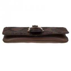 مملوكة مسبقًا حقيبة كلاتش غوتشي غرينيتش جلد وثعبان بنية