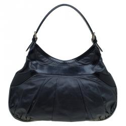 Pre Owned Gucci Grey/Black Leather Large Queen Hobo