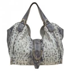 Pre Owned Gucci Beige Lizard Skin Stirrup Hobo
