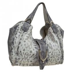 Pre Owned Gucci Beige Lizard Skin Stirrup Hobo