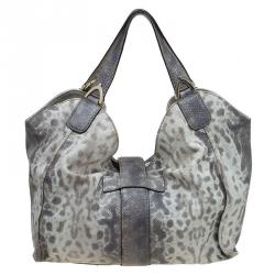Pre Owned Gucci Beige Lizard Skin Stirrup Hobo