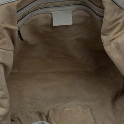 Pre Owned Gucci Beige Lizard Skin Stirrup Hobo