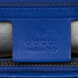 Pre Owned Gucci Blue Patent Leather Medium Bright Bit Tote