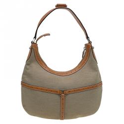 Pre Owned Gucci Beige/Brown Canvas Vintage Web Reins Hobo