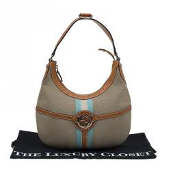 Pre Owned Gucci Beige/Brown Canvas Vintage Web Reins Hobo