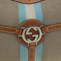 Pre Owned Gucci Beige/Brown Canvas Vintage Web Reins Hobo