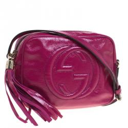 Pre Owned حقيبة كتف غوتشي سوهو ديسكو صغيرة جلد لامع أرجوانية