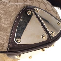 Pre Owned Gucci Beige GG Canvas Large Fur Tassel Indy Hobo